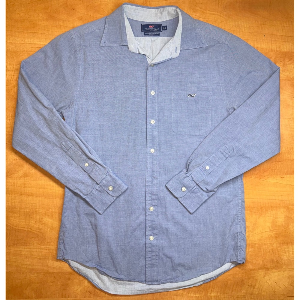 Vineyard Vines Mens Slim Fit Tucker Shirt Medium Blue Cotton Button Down LS